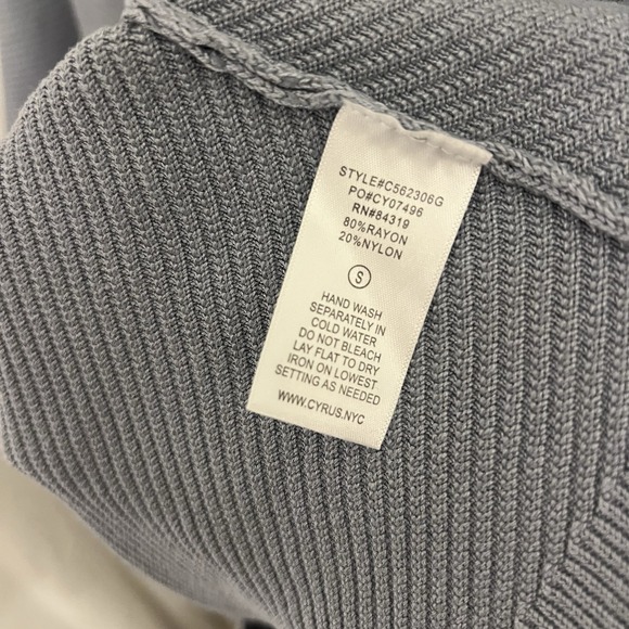 Cyrus Womens S Sweater Knit Gray Blue Sleeve Batwing Crew Neck Herringbone - Picture 4 of 6